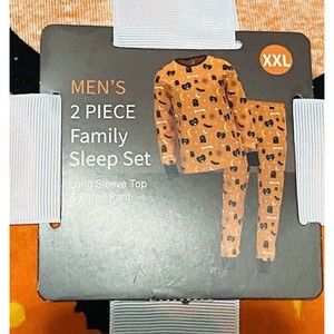 Sleep In Pajama Set Mens XXL  Orange Spooky Halloween  2 Piece NWT